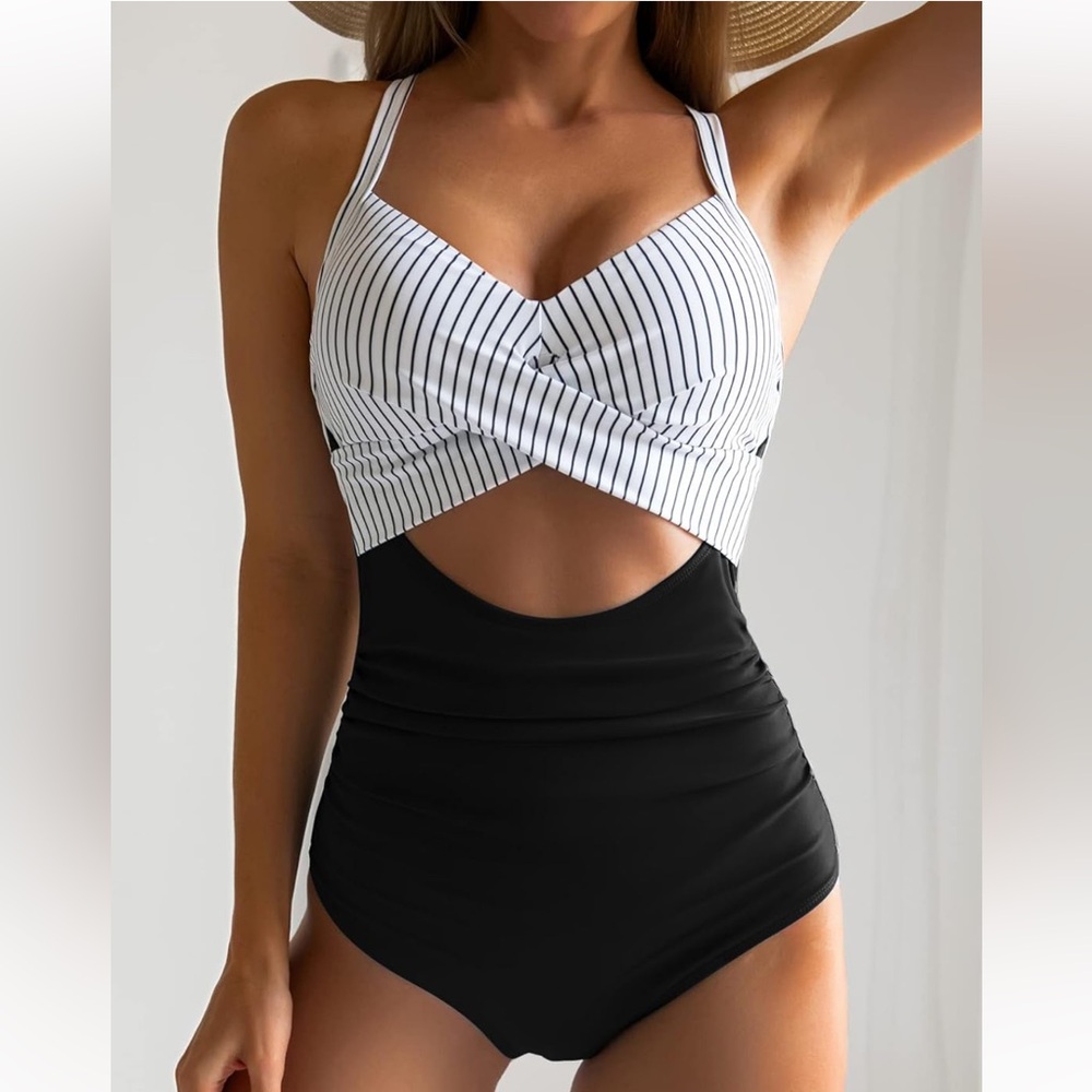 Eomenie Women's One Piece Swimsuit Tummy Control Cutout High Waisted.